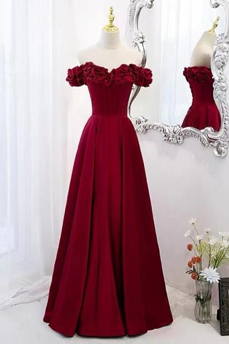 Off Shoulder Prom Dress, Red Evening Dress, Formal Satin Party Dress,custom Made