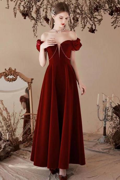 Off -shoulder Velvet Evening Dress, Pretty Prom Dress,custom Made