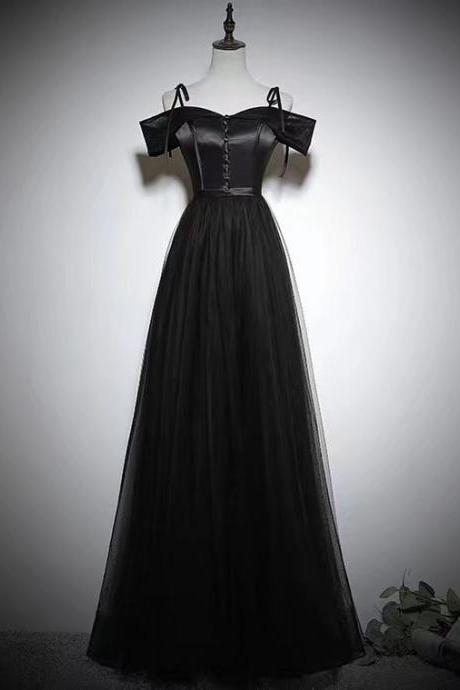 Saghetti strapparty dress,sexy prom dress, cute black evening dress,Custom Made