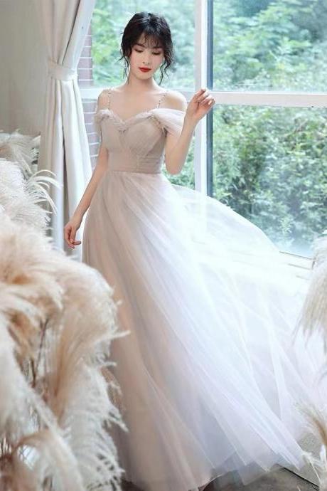 Fairy prom dress,spaghetti strap evening dress,simple bridesmaid dress,Custom Made