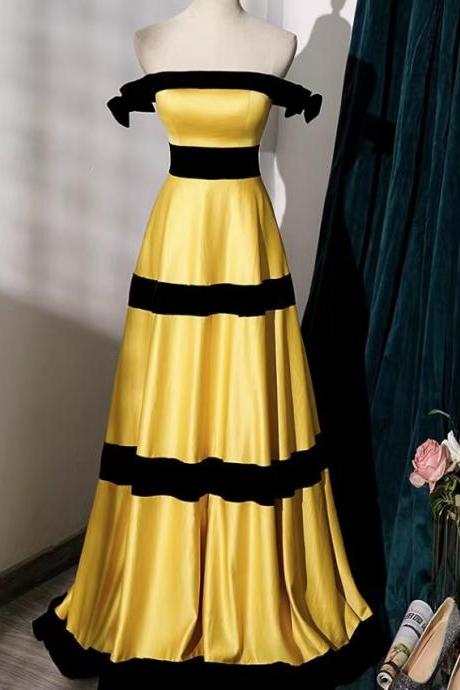 Yellow Prom Dress,bright Evening Dress,off Shoulder Party Dress,,custom Made