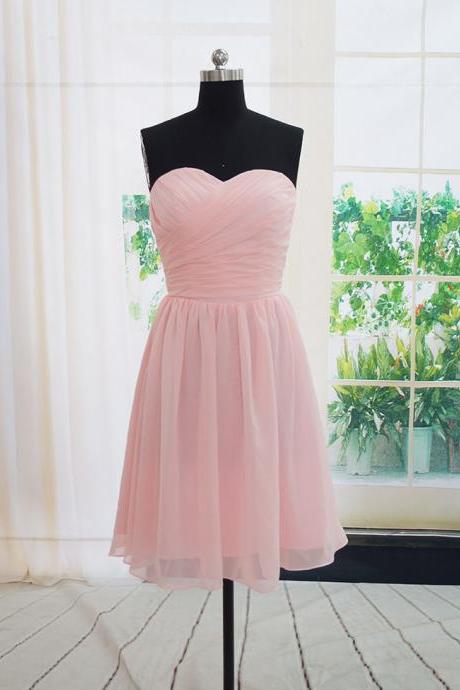 Short Simple Pink Bridesmaid Dresses, Pink Bridesmaid Dreses, Simple Prom Dresses, Wedding Party Dresses,Custom Made