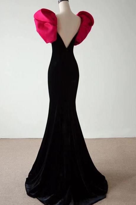 Extravagant Prom Dress,v-neck Evening Dress,black Mermaid Dress,custom Made
