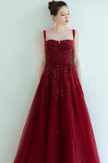 Red Evening Dress, Spaghett Strap Prom Dress, Sexy Evening Dress,custom Made