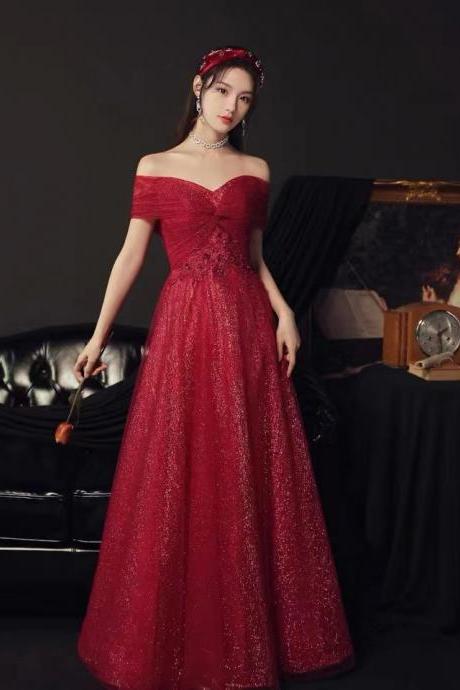 Off shoulder prom dress,red party dress,custom made