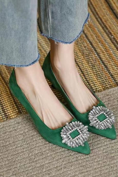 Spring and summer, gentle shoes, high heels, pointed, shallow single shoes