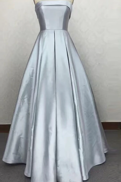 A-line Strapless Evening Dress, Satin Prom Dress ,wedding Party Formal Gown ,custom Made