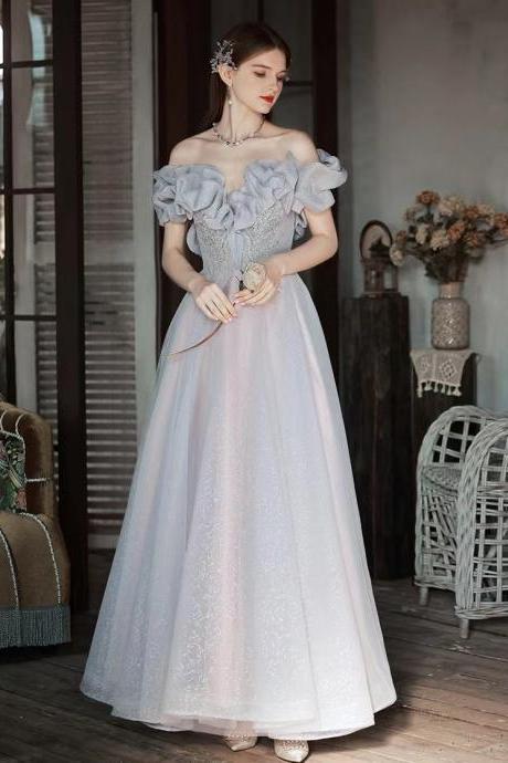 Off-shoulder evening dress, birthday party dress, chic prom dress,custom made