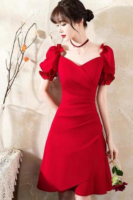 Red evening dress,cute party dress,cute homecoming dress,chic graduatin dress,custom made