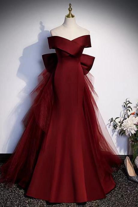 Satin prom dresses,red evening dresses,mermaid party dresses,custom made