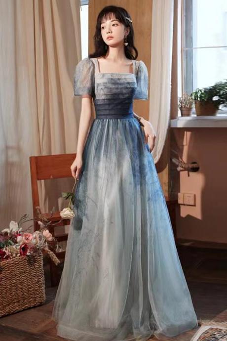 Off Shoulder Prom Dress,blue Temperament Party Dress, Unique Evening Dress,custom Made