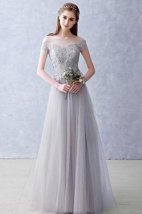 Cap sleeve prom dress,blue party dress,elegant formal dress,custom made