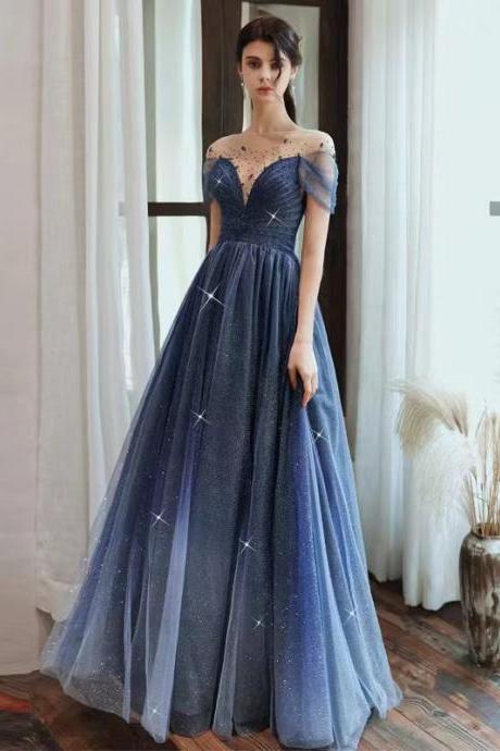 Navy Blue Party Dress, ,fashion Prom Dress, Dream Evening Dress,custom Made