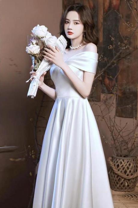 White Dress , Temperament Party Dress,satih Evening Dress,off Shoulder Homecoming Dress,simple Midi Dress,custom Made