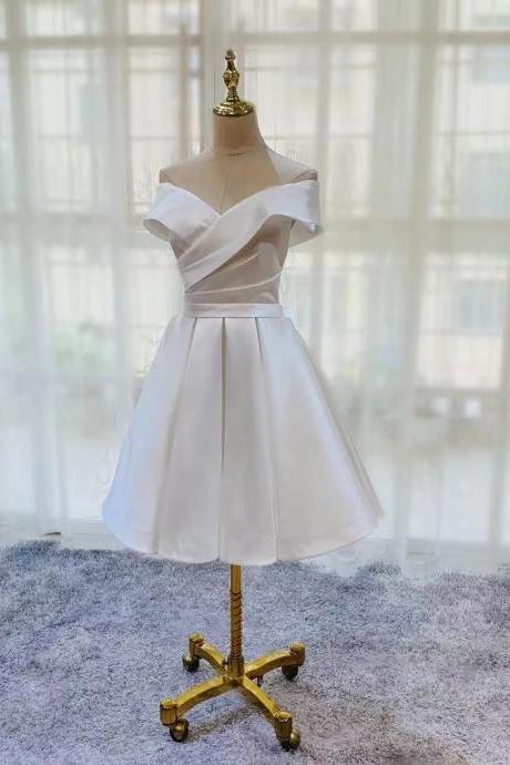 White Prom Dress,, Off-shoulder Party Dress, Cute Homecoming Dress, ,custom Made