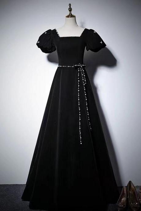 Black prom dress,, elegant party dress, formal evening dress, ,custom made