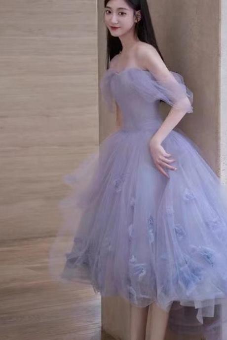 Lavender prom dress, strapless evening dress,fairy party dress,sweet birthday dress,Custom Made
