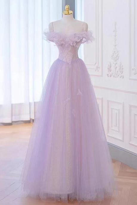Purple Prom Dress, Off Shoulder Evening Dress,dream Party Dress,romantic Birthday Dress,custom Made