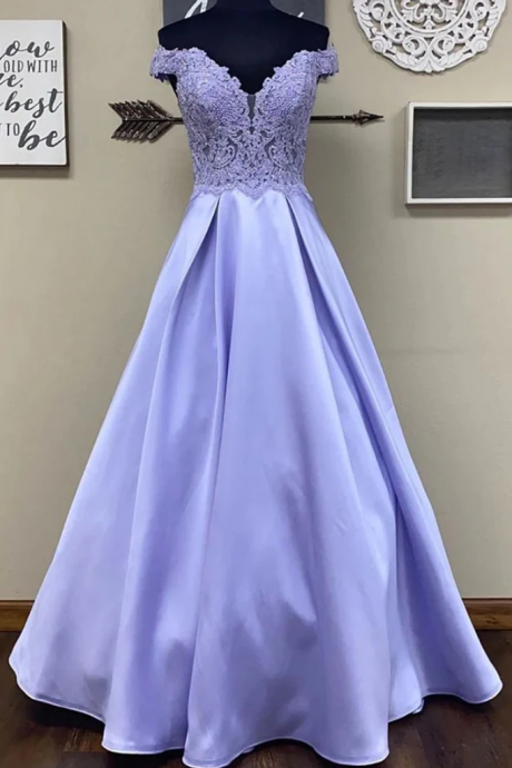Off shoulder wedding dress, elegant prom dress, purple party dress,dream evening dress,custom made