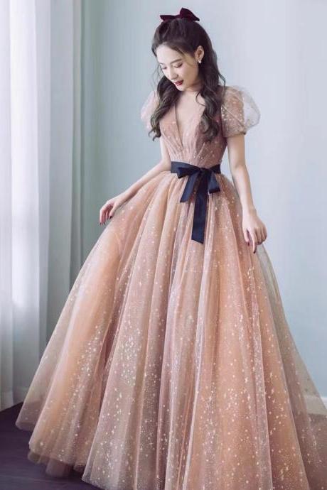 Sweet birthday dress, fairy party dress, high neck princess prom dress,custom made
