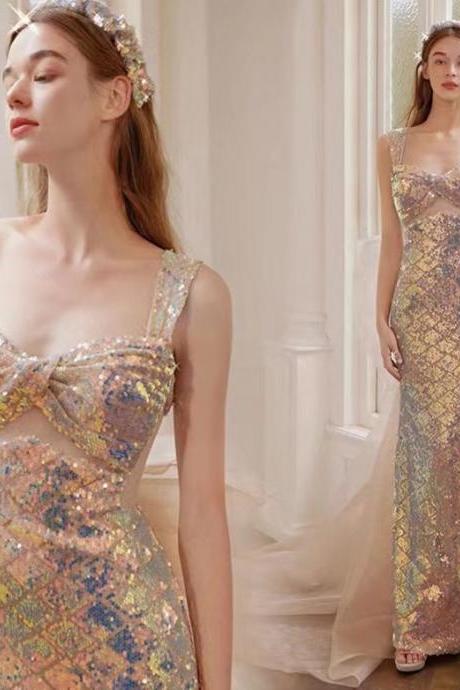Shinny party dress,sexy prom dress,gold evening dress,sequin bodycon party dress, Custom Made