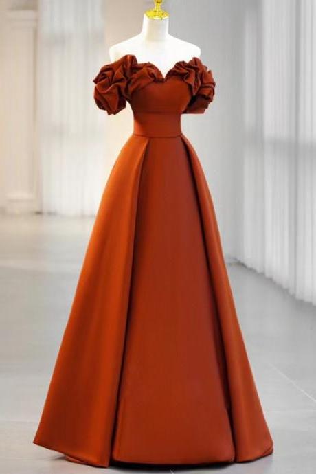 Off Shoulder Party Dress,chic Prom Dress,orange Evening Dress, Custom Made