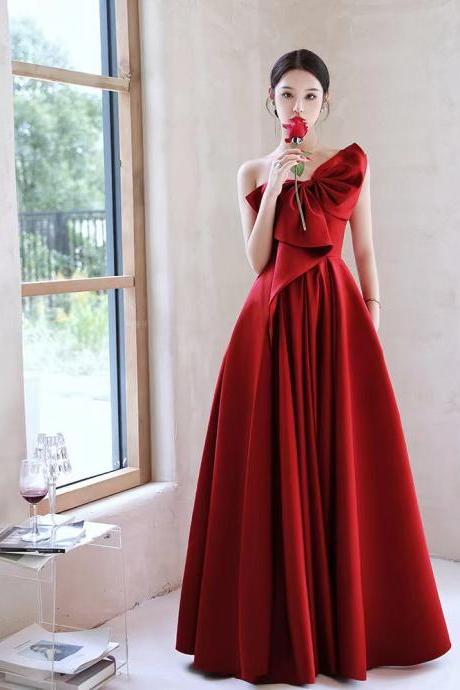 Red Party Dress,one Shoulder Evening Dress,satin Prom Dress,sexy Graduation Dress,custom Made