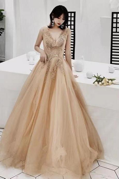 Yellow Prom Dress, Sexy Party Dress,v-neck Evening Dress,fairy Birthday Dress,custom Made