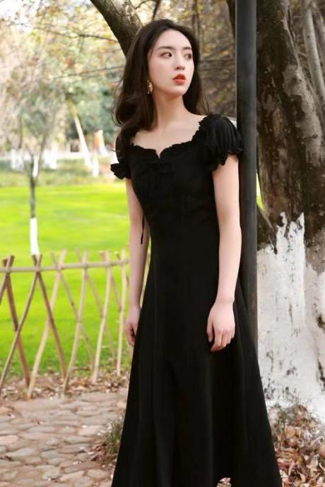 Black Prom Gown , Off-shoulder Party Dress, Sweet Evening Dress,custom Made