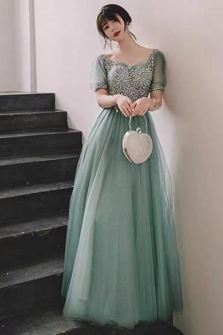Light Green Prom Dress, Chic Party Dress,off Shoulder Evening Dress,beaded Party Dress,custom Made