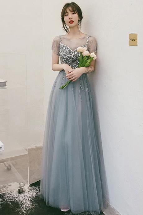 Banquet Evening Dress, Blue Prom Dress , Luxury Party Dress, Temperament Girl Graduation Dress,custom Made