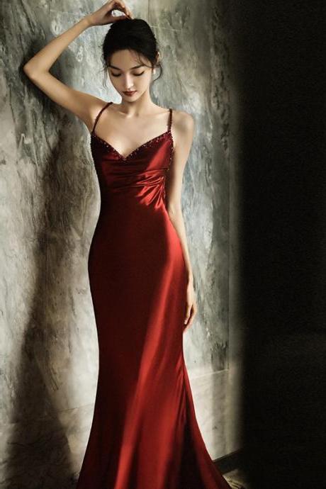 Spaghetti Strap Evening Dress, Fashionable, Sexy Party Dress,spaghetti Strap Evening Dress,red Bodyon Dress,custom Made