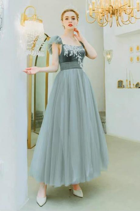 Spaghetti Strap Evening Dress ,fairy Prom Dress,blue Party Dress,custom Made