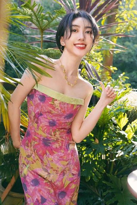 Unique,spaghetti Strap Dress ,pretty Bodycon Dress,floral Oil Painting Dress