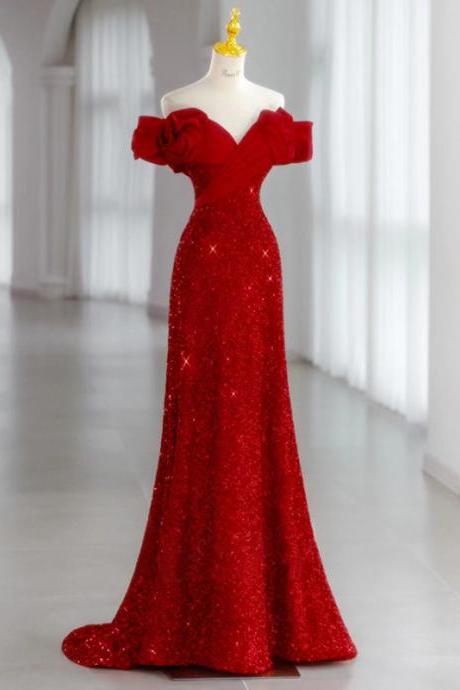 Off Shoulder Prom Dress,red Evening Dress,charming Bodycon Dress,custom Made