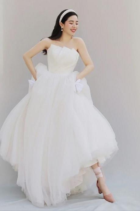 Strapless Wedding Dress, White Bridal Dress, Simple Wedding Dress,custom Made