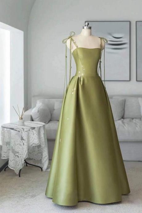 Spaghetti Strap Evening Dress,cute Graduation Dress,fairy Prom Dress,green Party Dress,custom Made
