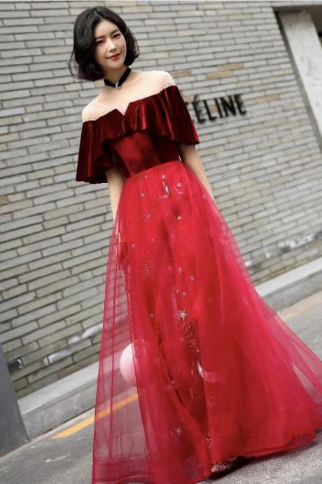 Red Dress,elegant Prom Dress, Temperament Evening Dress,noble Formal Dress,custom Made