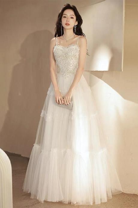 White Halter Prom Dress, Fancy Princess Dress, Birthday Party Graduation Dress,custom Made