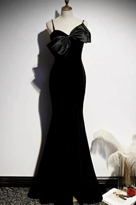 Spaghetti Strap Dress, Temperament Socialite Mermaid Dress, Black Split Dress,custom Made