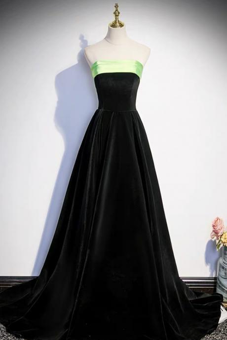 Black Strapless Gown, Noble Prom Dress,high Quality Velvet Prom Gown , Elegant Formal Dress,custom Made