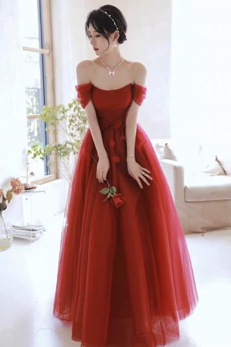 Red Evening Dress, Charming Party Dress, Off-shoulder Prom Dress,sweet Party Dress,custom Made