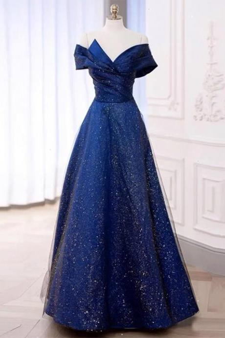 Elegant Evening Dress,off Shoulder Party Dress, Glitter Prom Dress,custom Made