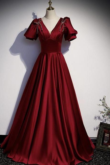 Long V-neck Couture Prom Dress, Escaped Princess Dress，red Party Dress,custom Made