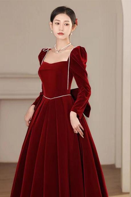 Velvet Prom Dress,red Prom Gown, Princess Evening Gown, Charming Birthday Dress,custom Made