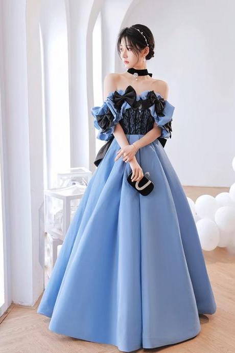 Sky Blue Evening Dress,luxury Party Dress, Satin Prom Dress,princess Prom Dress,custom Made