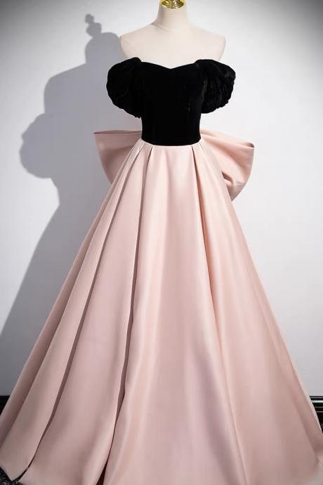 Off Shoulder Party Dress, Cute Party Dress ,pink And Black Evening Dress,vintage Dress,custom Made