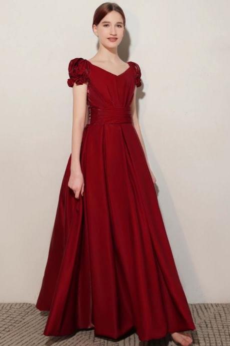 Red Dress, Off-the-shoulder Prom Gown, Satin Evening Gown,custom Made