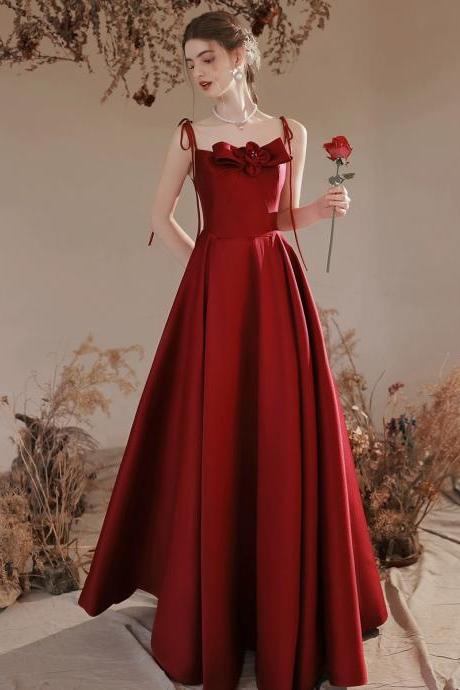 Red Party Dress,satin Evening Gown, Cute Long Bow Dress ,custom Made
