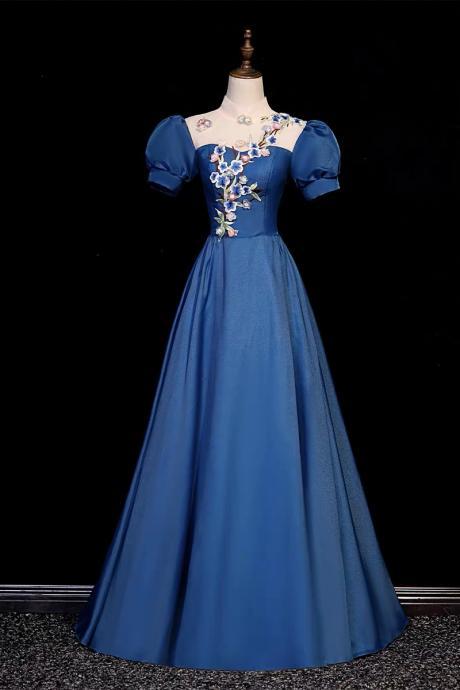 High Neck Prom Dress,blue Evening Dress,unique Party Dress,vintage Formal Dress,custom Made